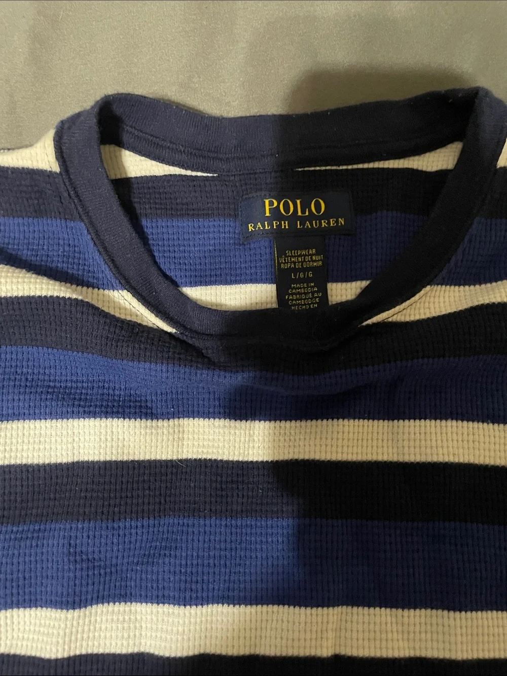 Polo by Ralph Lauren Navy & White Striped Crewneck